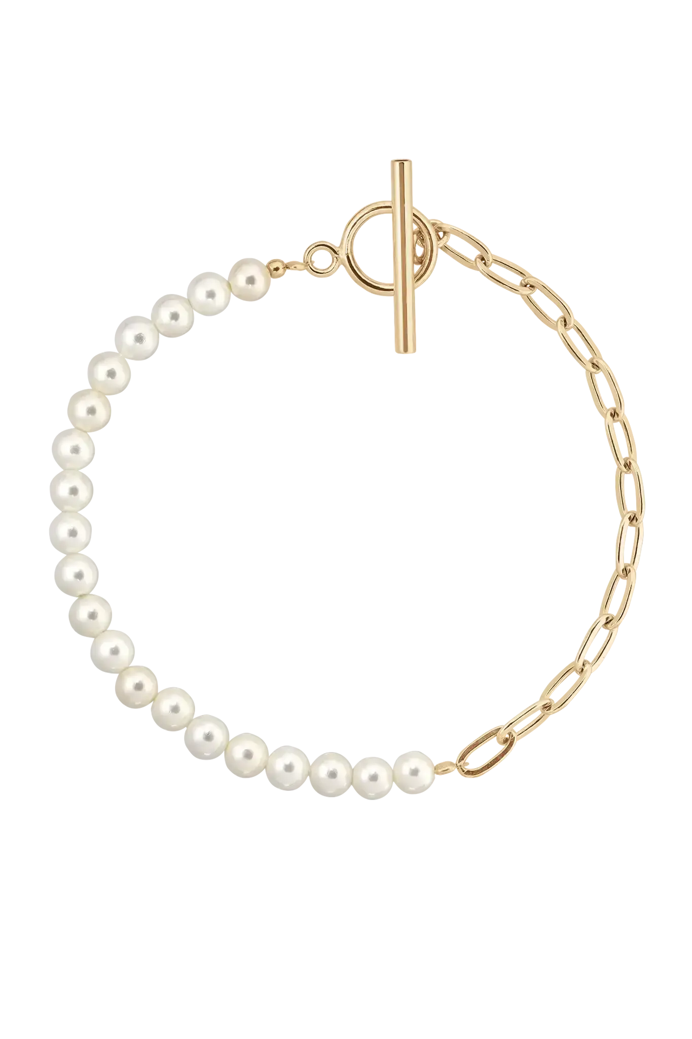Brățară pentru picior Argint Half Pearl Half Chain Lisa&Co.