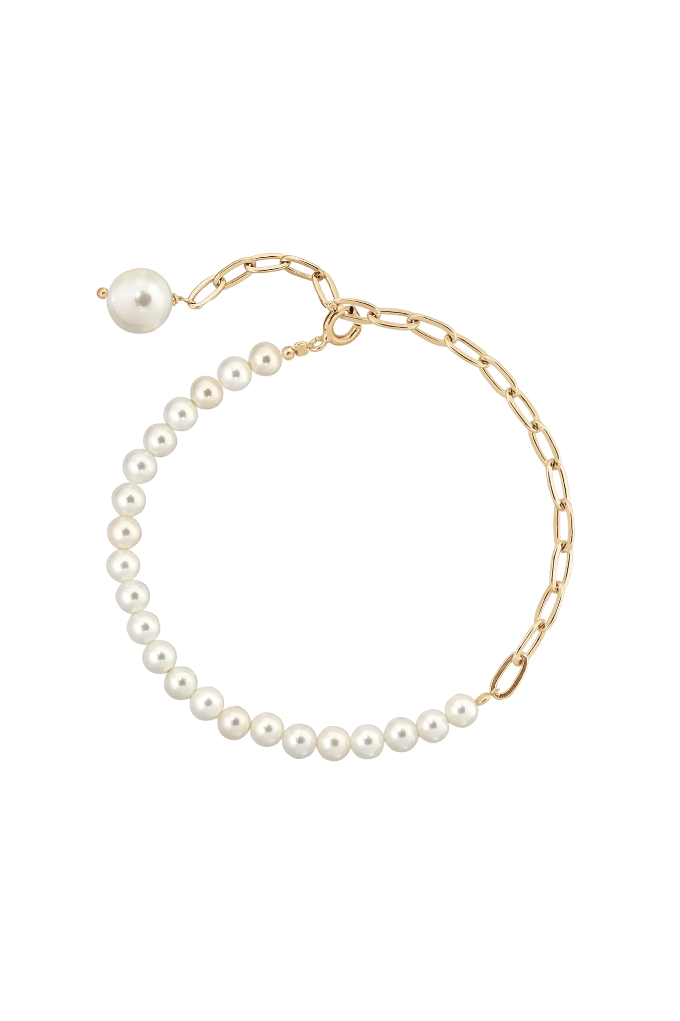 Brățară pentru picior Half Pearl Half Chain Lisa&Co.