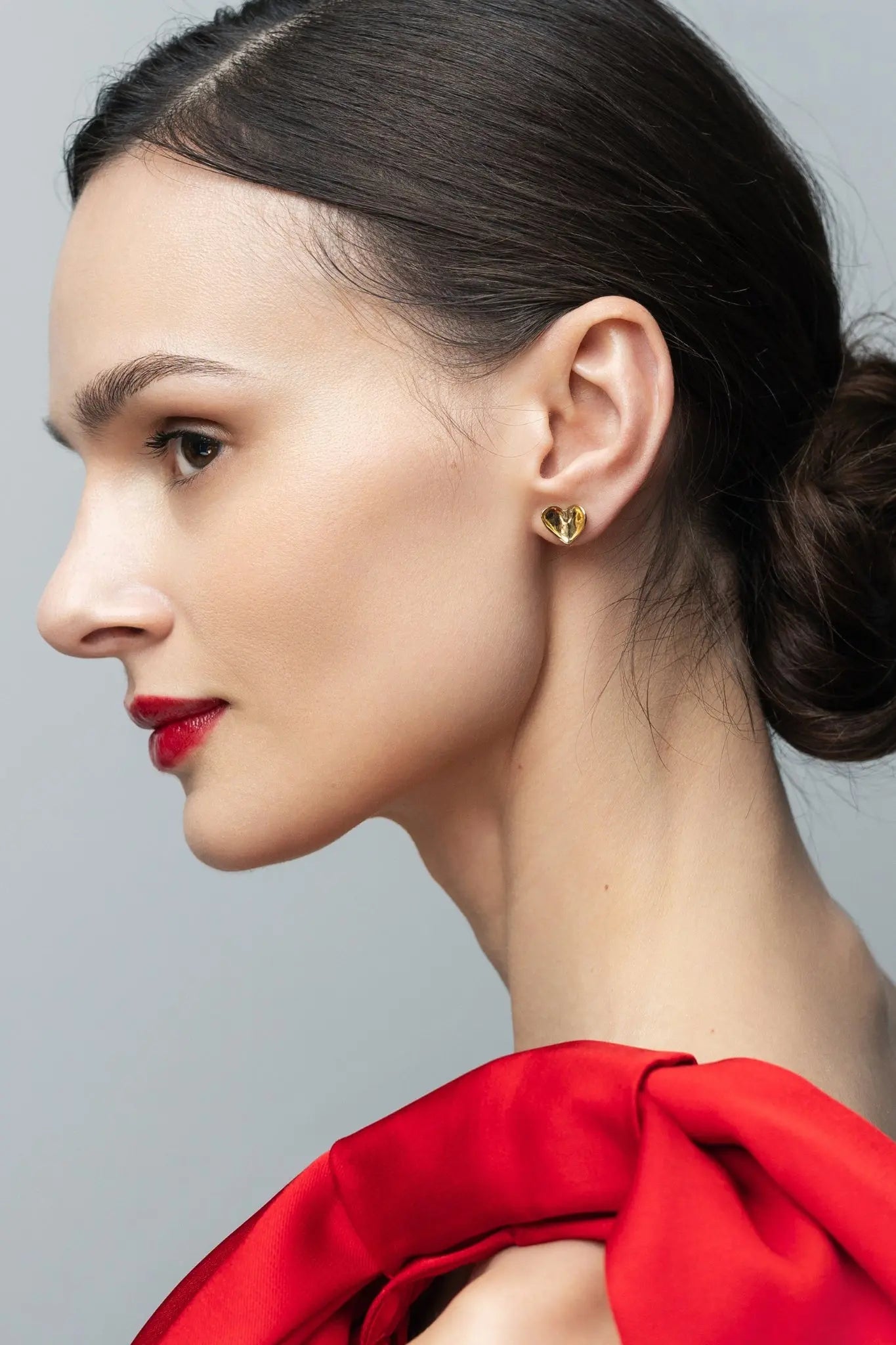 Cercei Argint Crinkle Heart Lisa&Co.