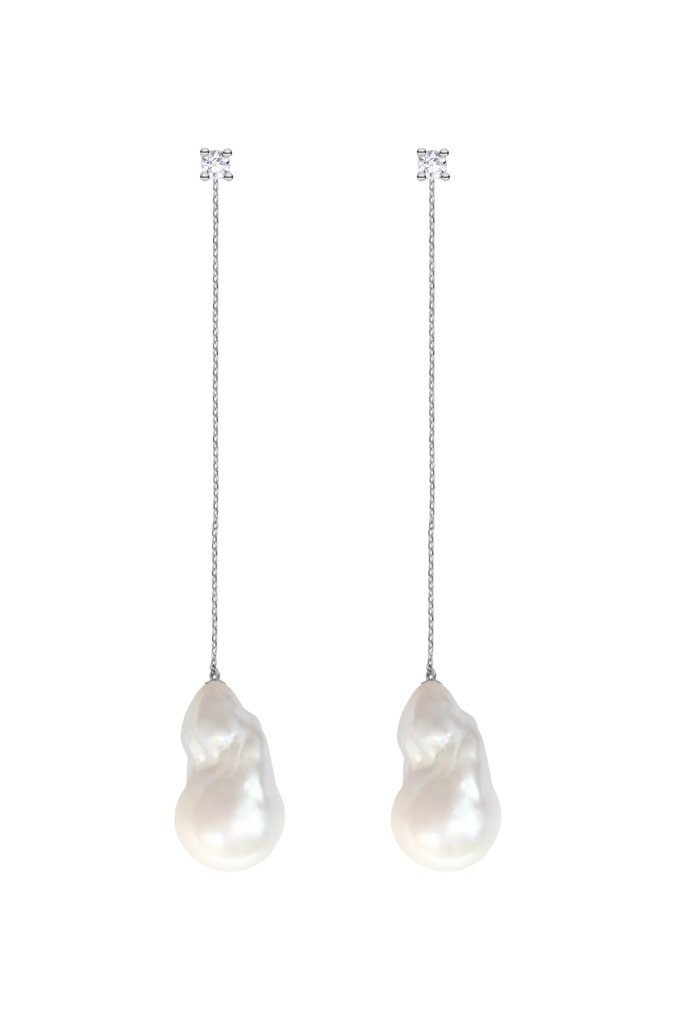 Cercei Argint Crystal and Pearls on Chain Lisa&Co.
