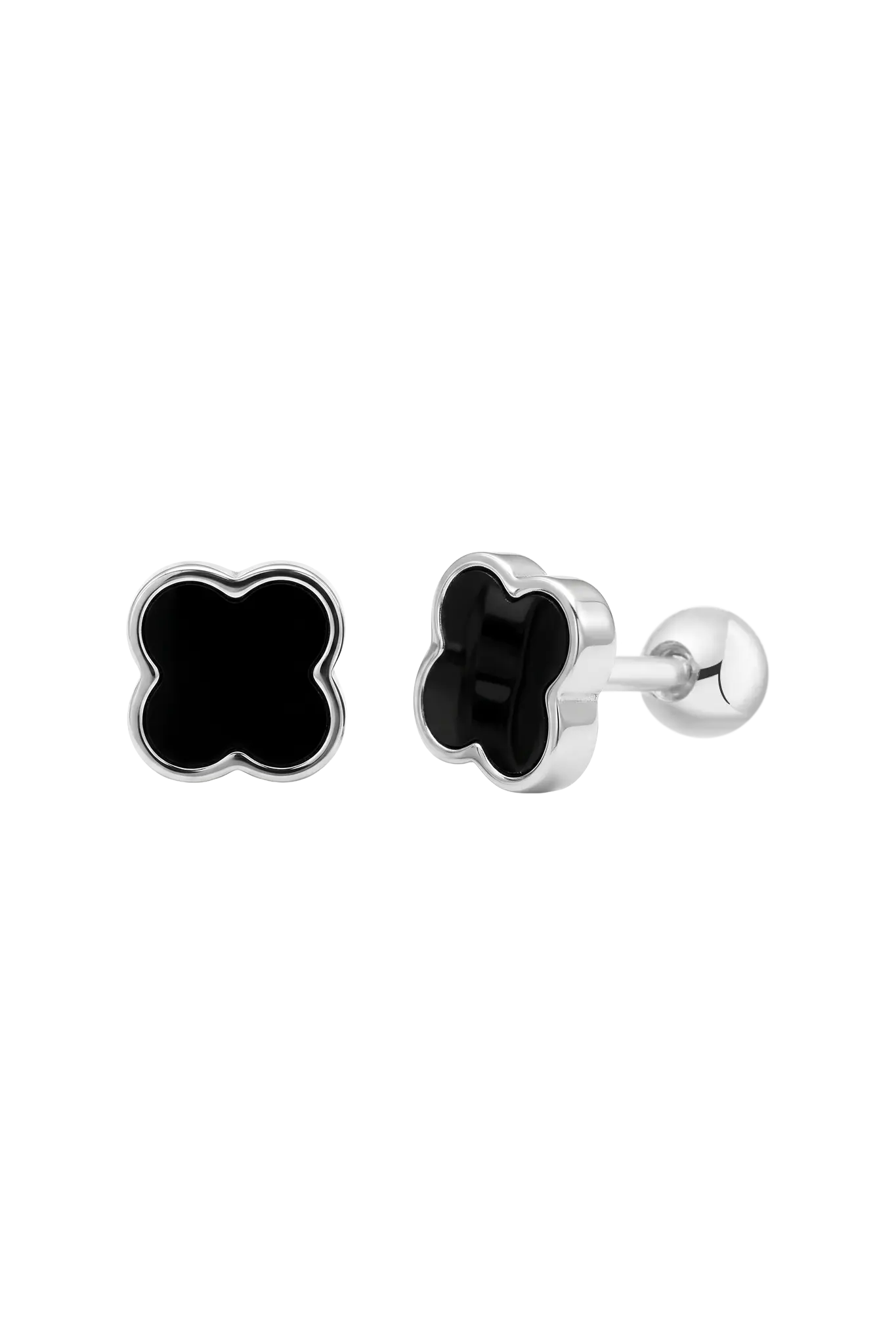 Cercei Argint Cu Filet Enamel Joy Black Lisa&Co.