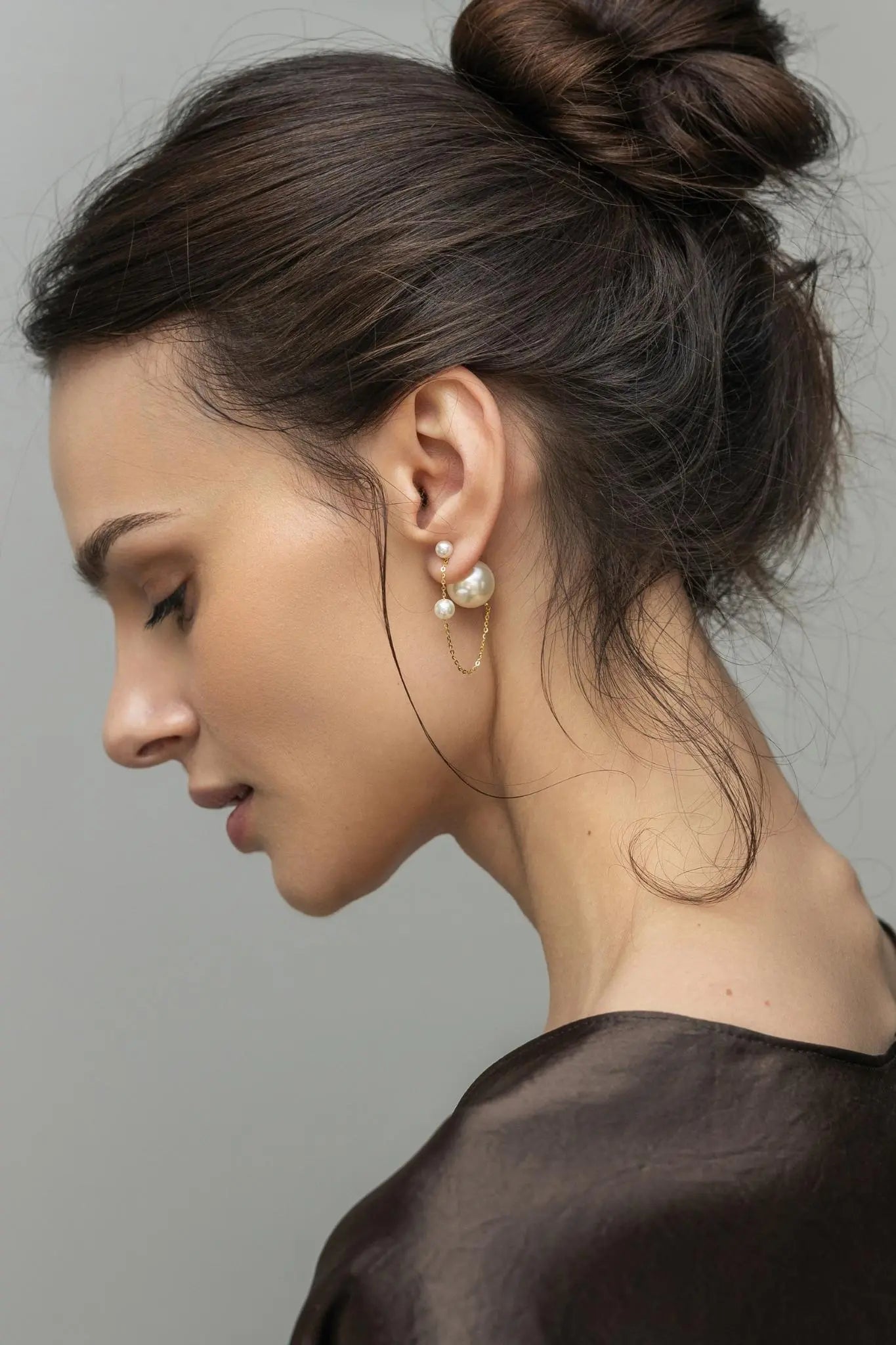 Cercei Argint Double Pearl Swing Lisa&Co.