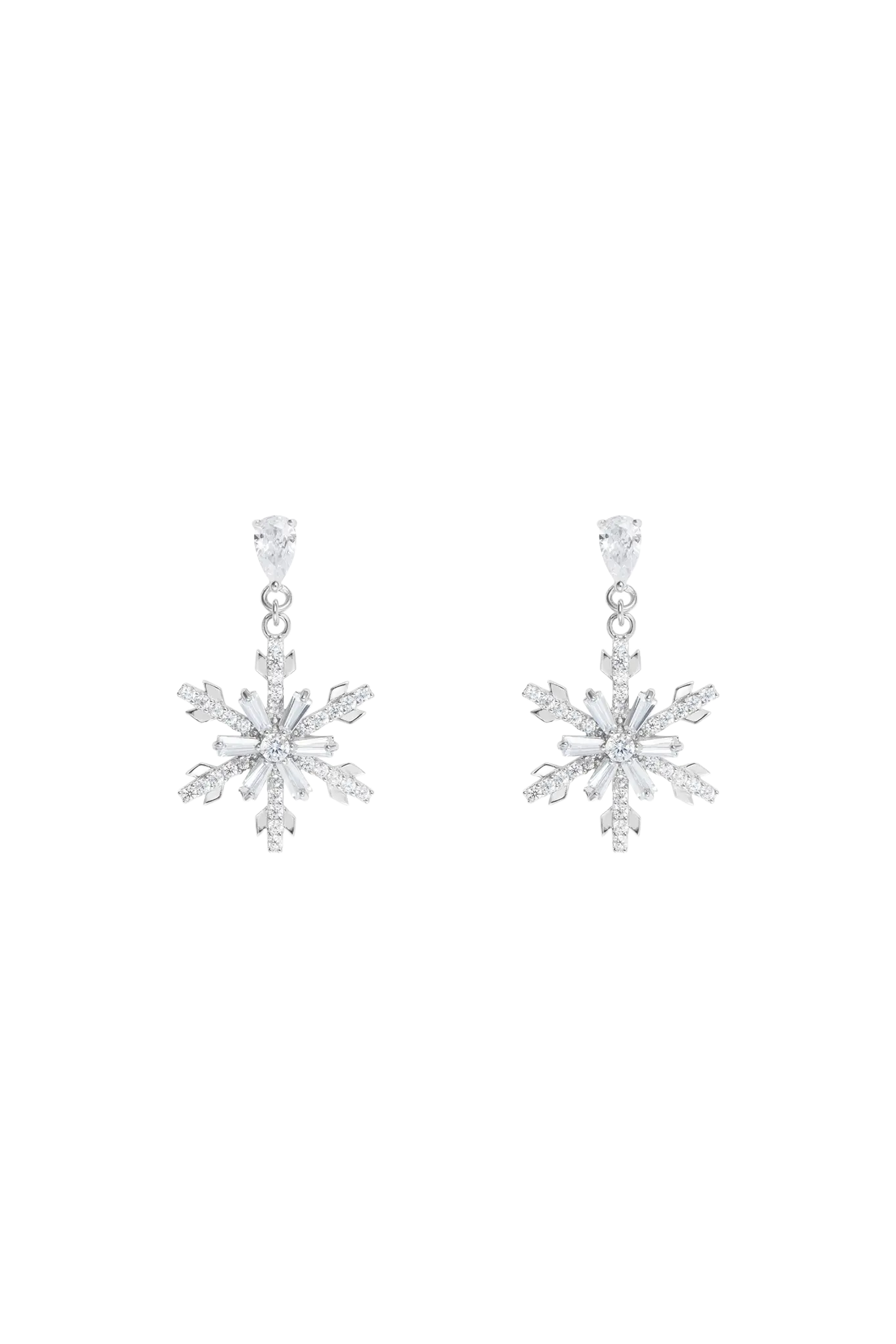 Cercei Argint Drop Snowflake Lisa&Co.