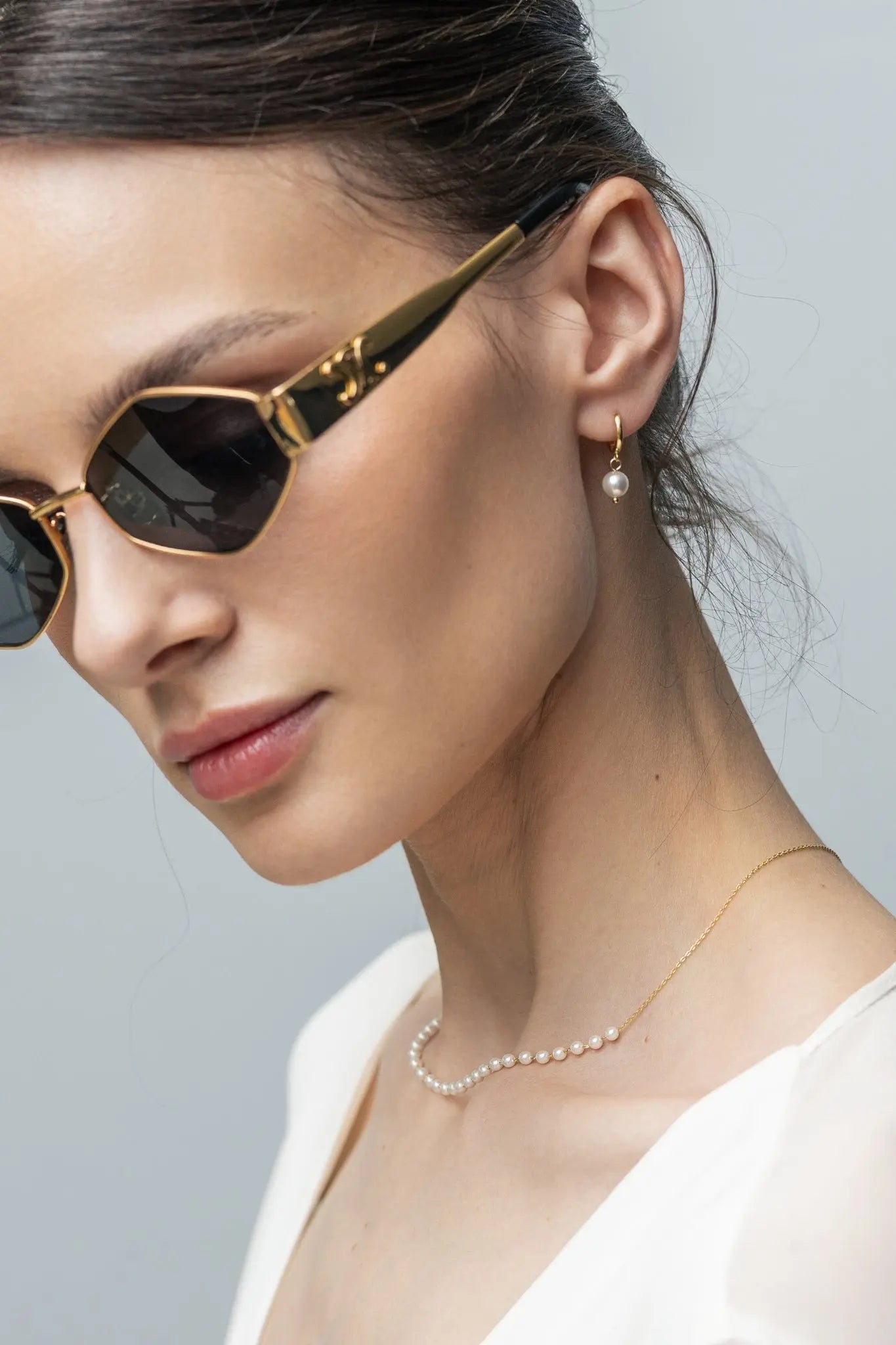 Cercei Argint Mini Circle Pearl LisaConcept