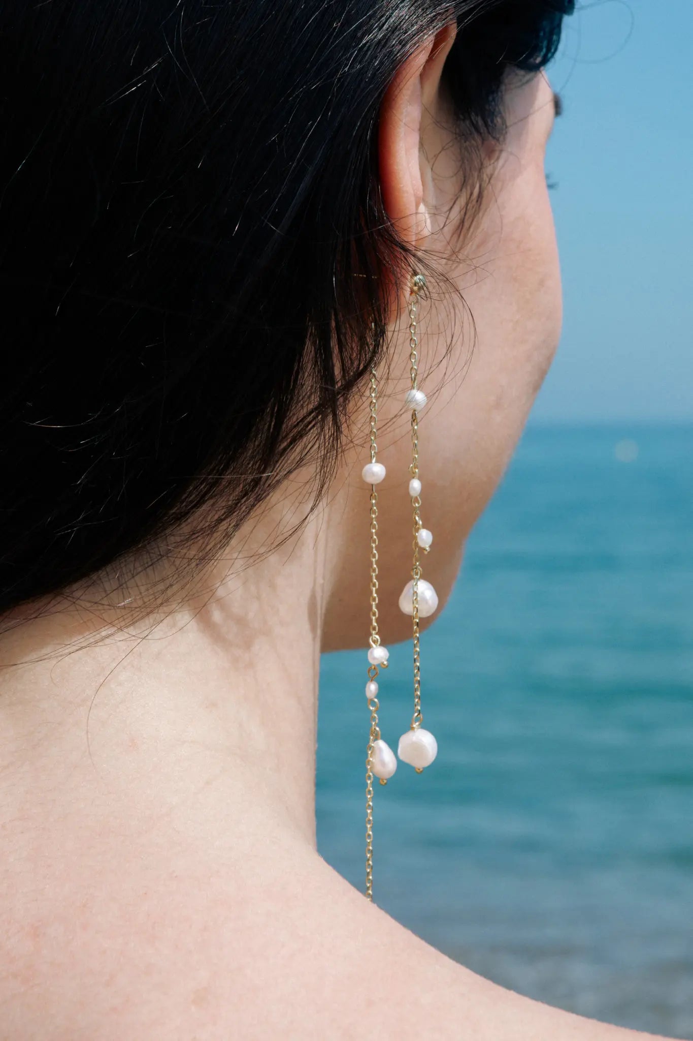 Cercei Argint Mixed Pearl Drip Drop LisaConcept