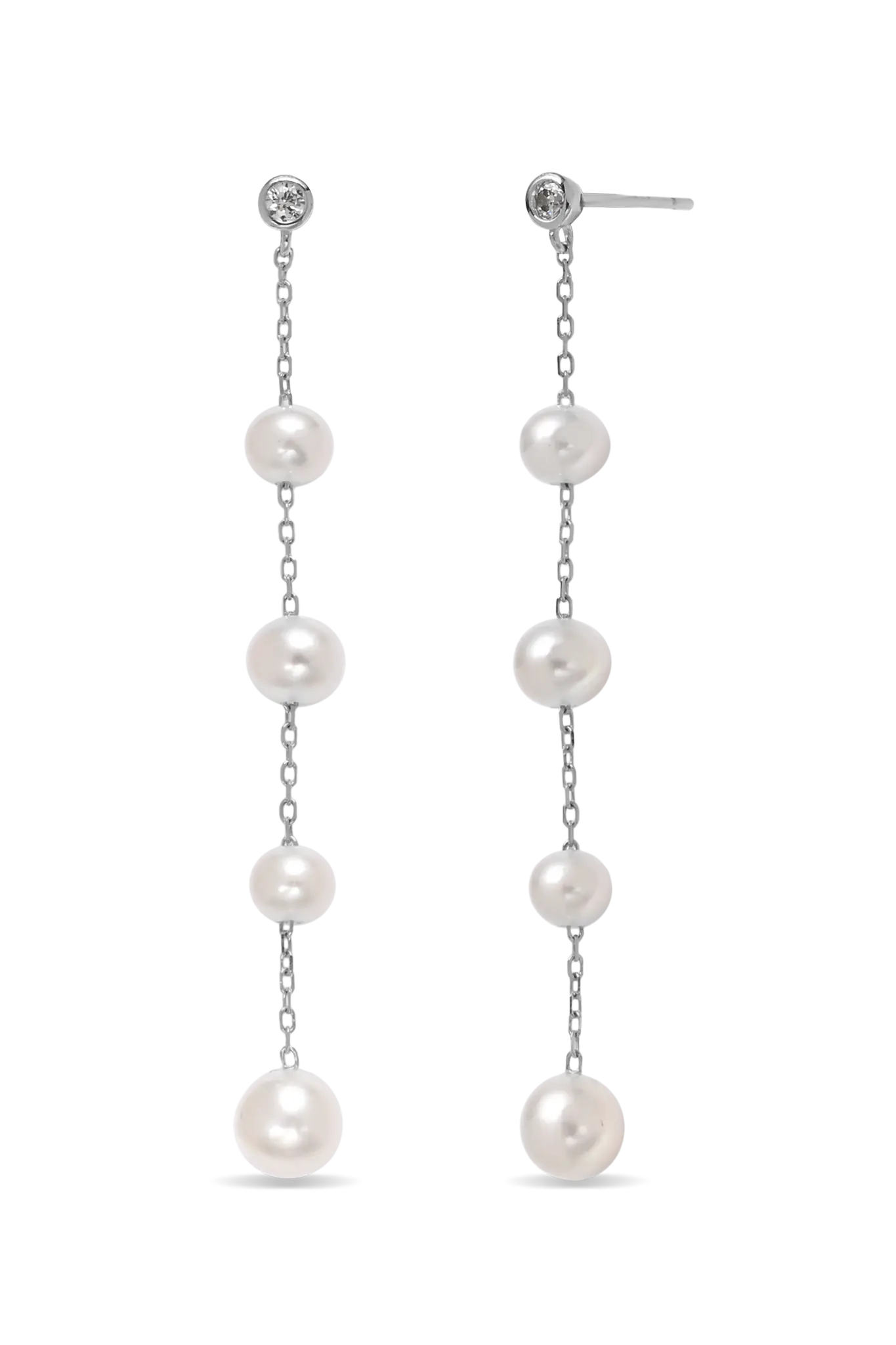 Cercei Argint Pearl Drip Drop III LisaConcept