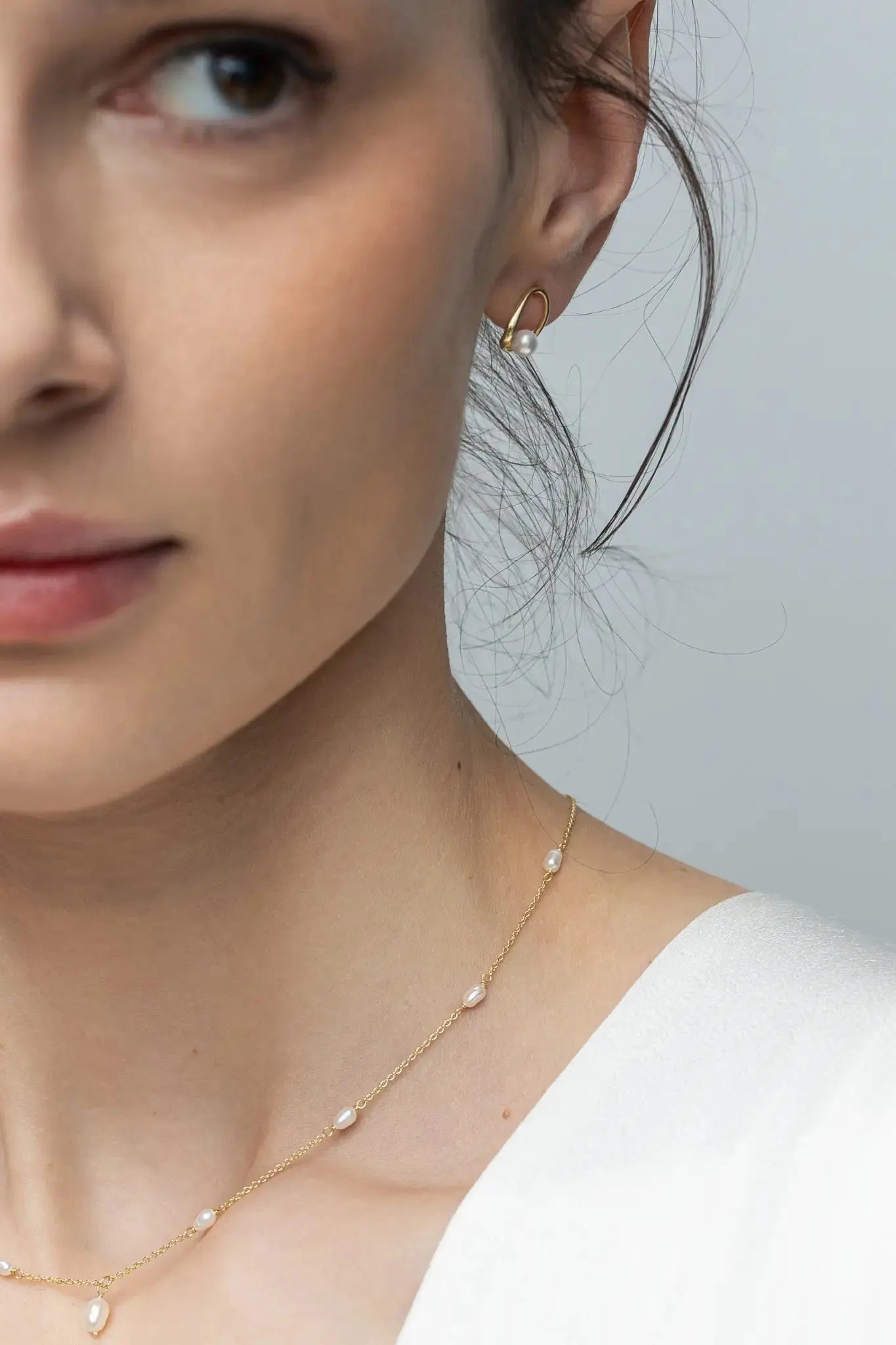 Cercei Argint Pearl Shape Lisa&Co.