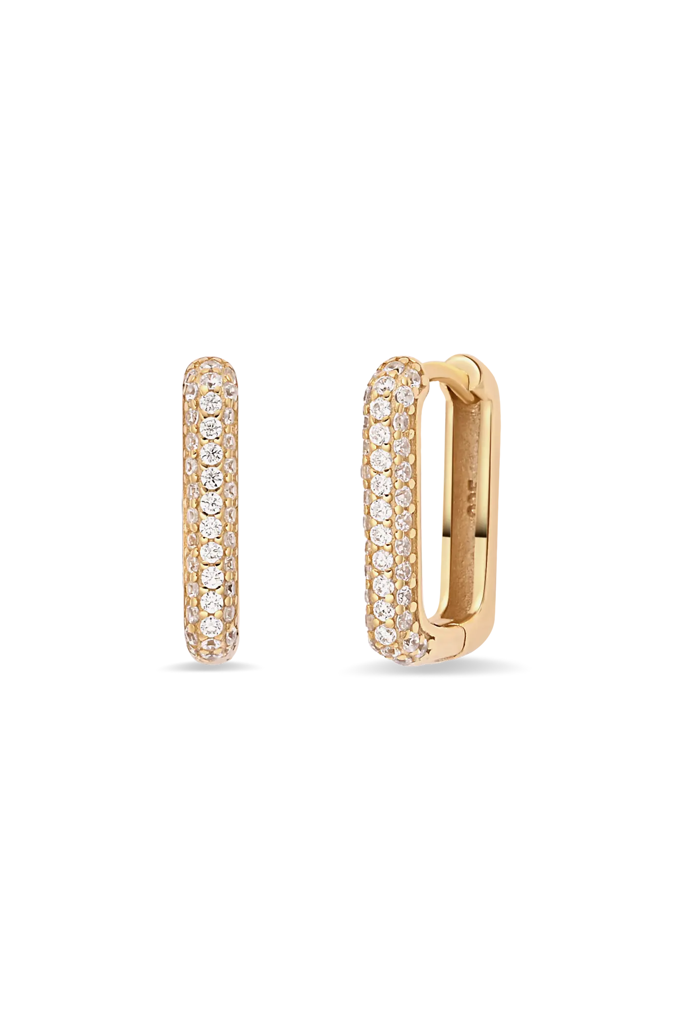 Cercei Argint Square Hoops Paved LisaConcept