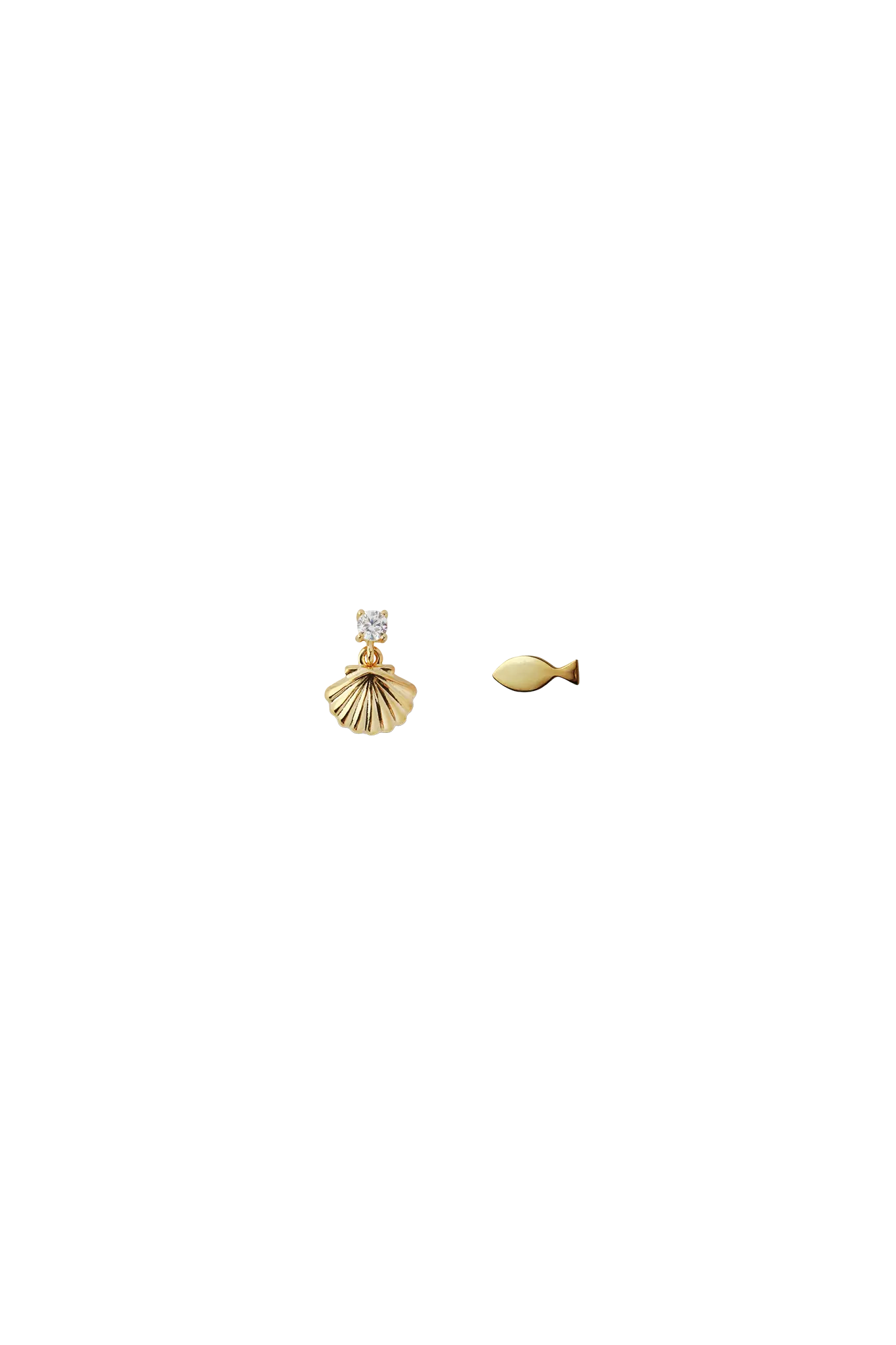 Cercei Argint Suspended Seashell & Fish LisaConcept