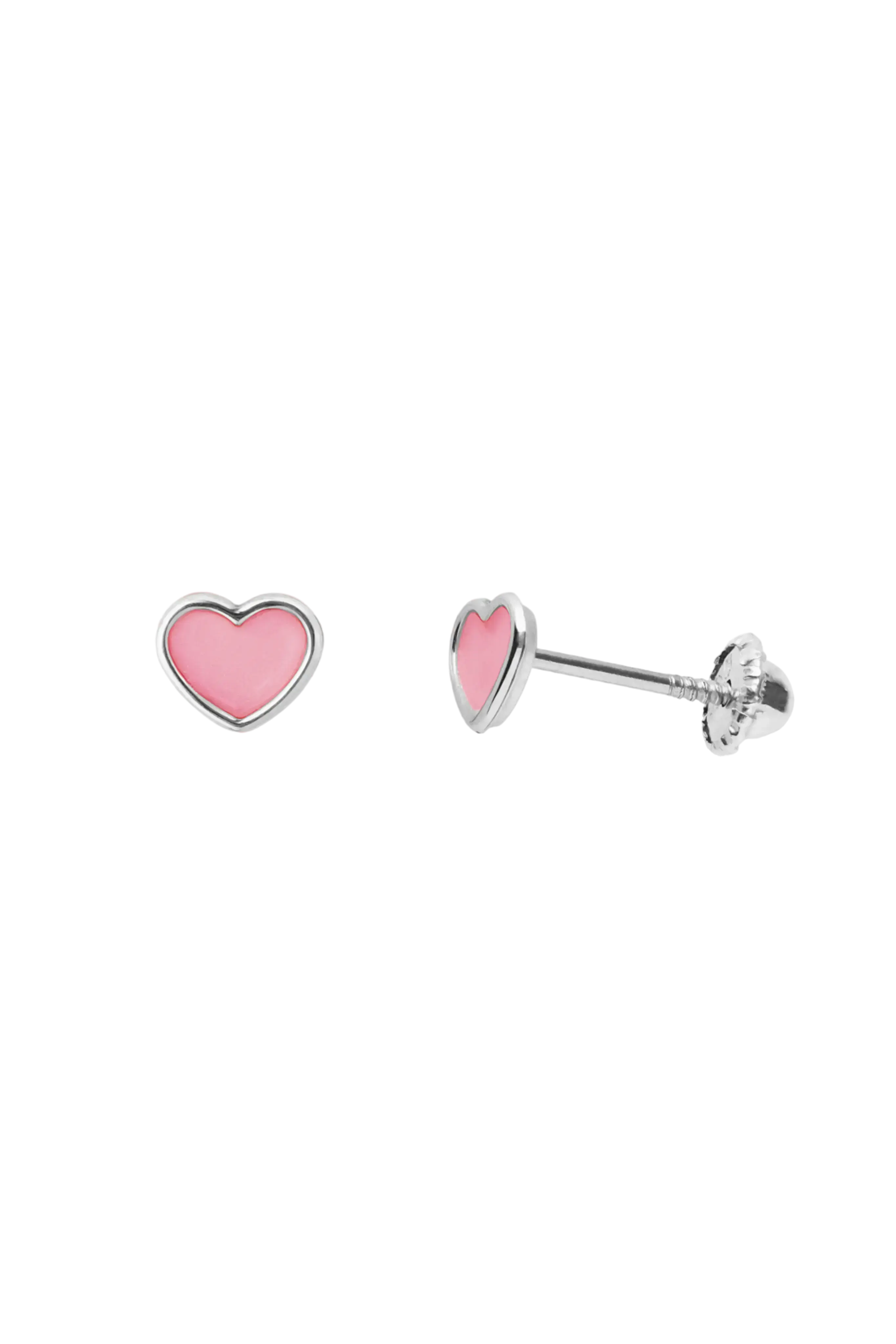 Cercei Aur Pink Enamel Heart Lisa&Co.
