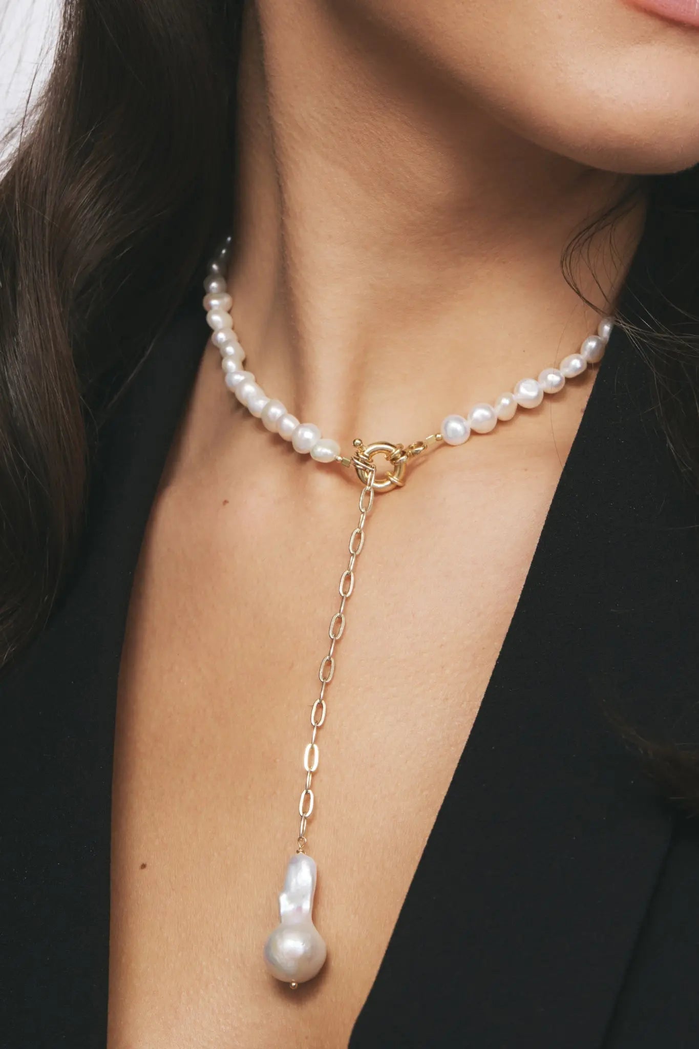 Colier Argint Buttons&Baroque Pearl LisaConcept