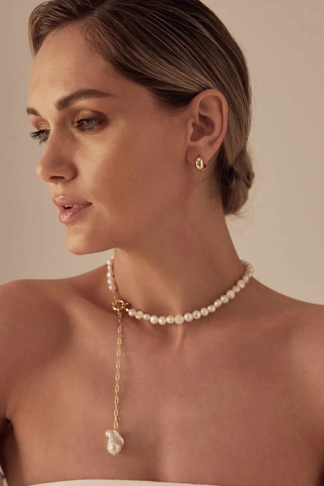 Colier Argint Buttons&Baroque Pearl LisaConcept