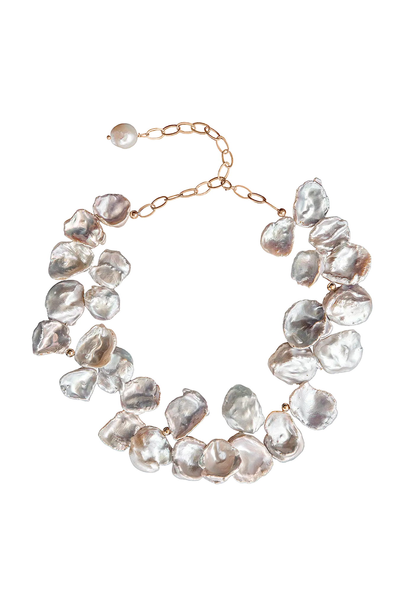 Colier Argint Iridescent Keshi Pearls LisaConcept