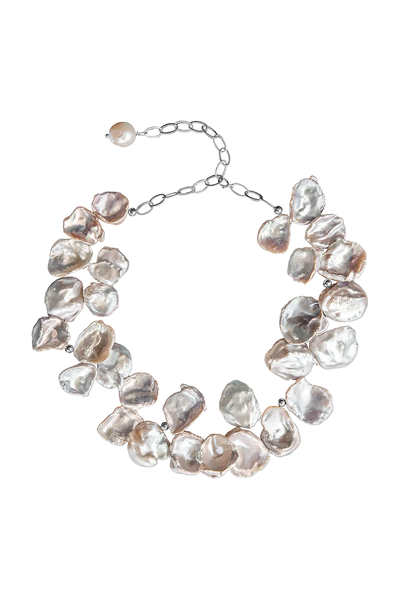 Colier Argint Iridescent Keshi Pearls LisaConcept