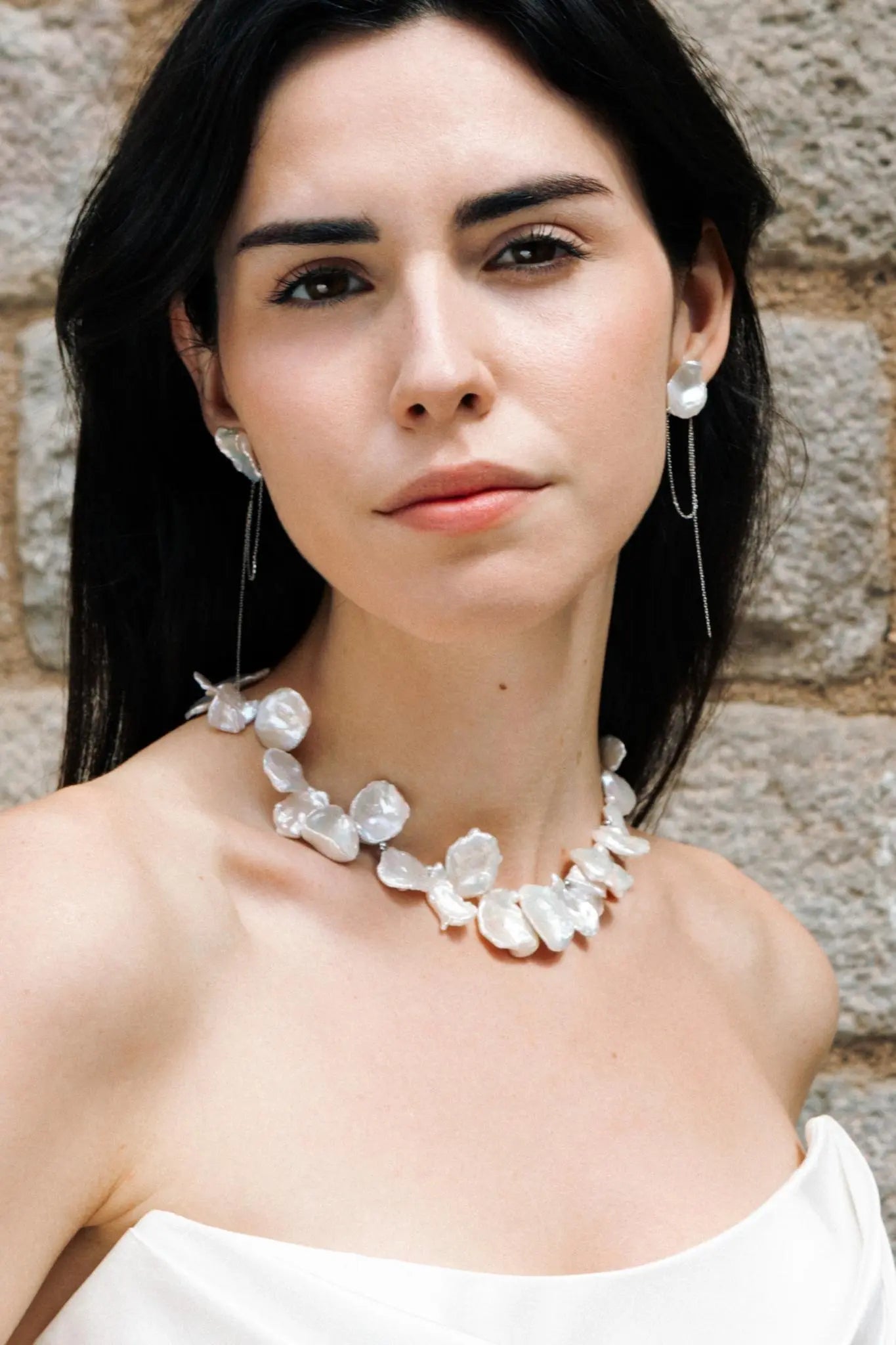 Colier Argint Iridescent Keshi Pearls LisaConcept