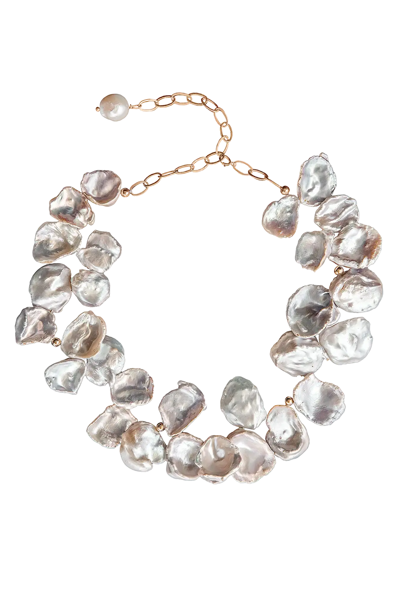 Colier Argint Iridescent Keshi Pearls LisaConcept