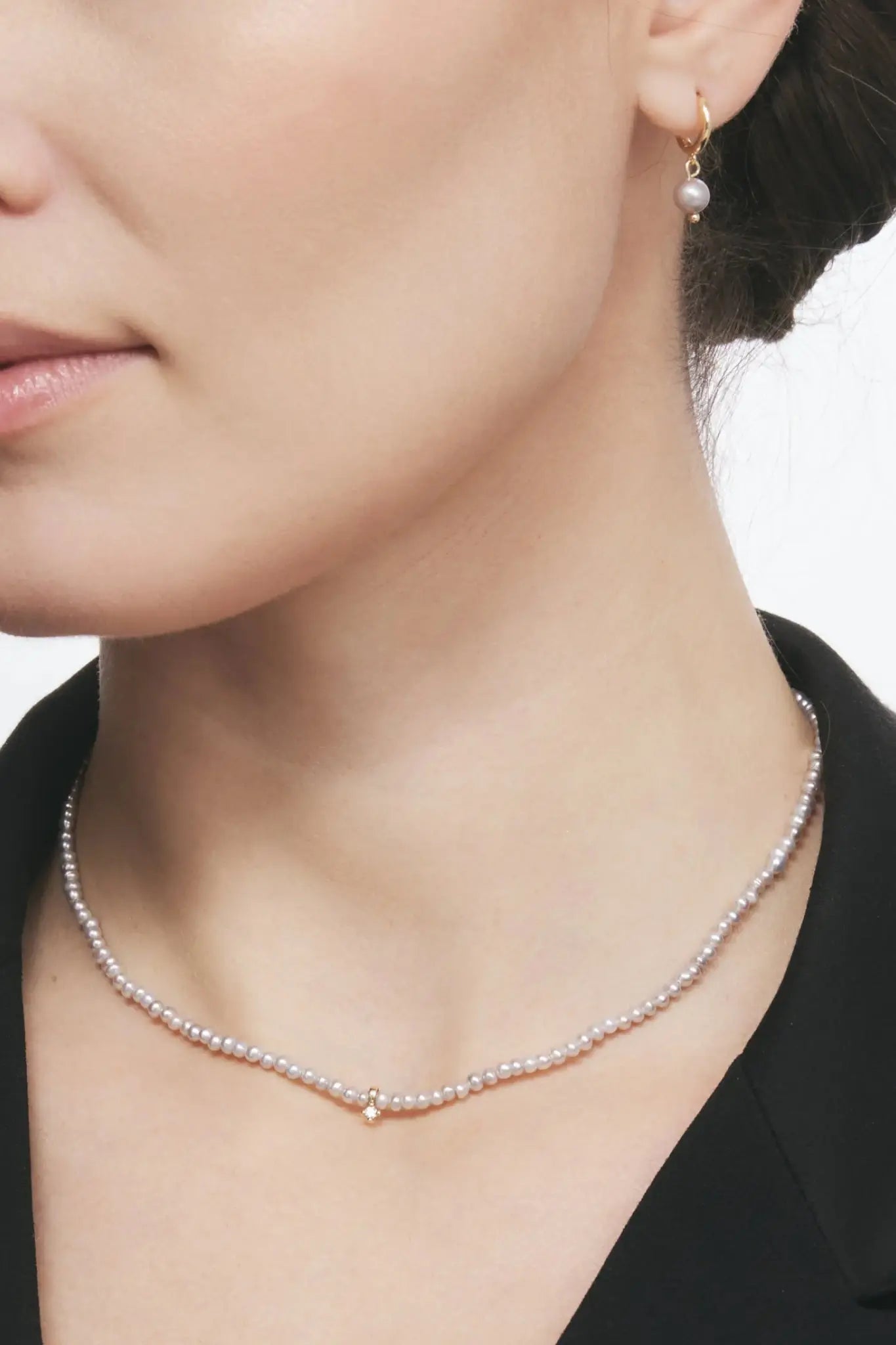 Colier Grey Pearls&Diamond Lisa&Co.