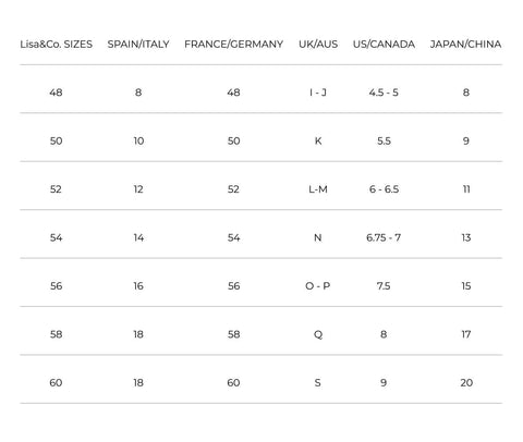 size guide table